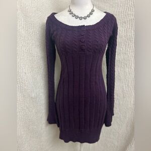 Derek Heart Purple Sweater Dress Size Large (Fits S/M) Cozy Ribbed Knit